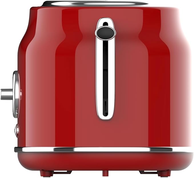 Frigidaire ETO102-WHITE 2 Slice Toaster Retro Style Wide Slot for Bread English Muffins Croissants and Bagels 5 Adjustable Toast Settings Cancel and Defrost 900w Red