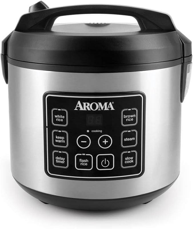 20-Cup Digital Rice &amp Grain Cooker Multi-Cooker 8X Bonded Granite Coating Silver (Renewed)