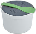 VBESTLIFE 2L Microwave Rice Cooker Food Grade PP Material Rice Cooker Set with Steaming Pot Easy Clean Microwave Safe Container for Family Cooking (Green)