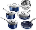 For Blue 10 Piece Ultra Nonstick Pots and Pans Cookware Set