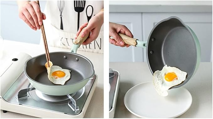 Cookware 4pcs Gas Stove Induction Cooker Kitchen Non-Stick Frying Pan + Wok Cooking Cookware Set (Color : A Size : Small)