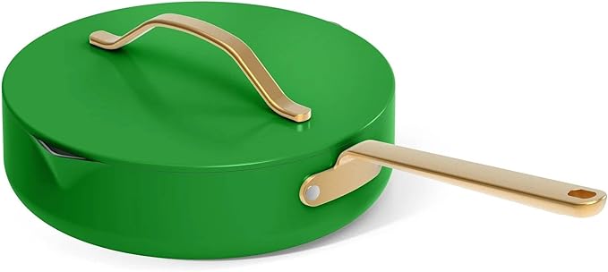 Nonstick Ceramic Cookware Set (12 Piece) Pots Frying Pans Lids and Kitchen Storage Oven Safe Pan Set &amp Compatible with All Stovetops - (Kelly Green)