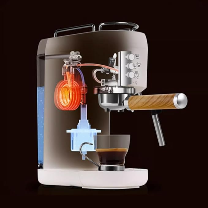 Electric Coffee Machine with Automatic Milk Frothing System 1400W 20Bar Mini Coffee Maker with Portafilter Single and Double Serve Filter Basket Smart Brew for Latte Espresso Cappuccino