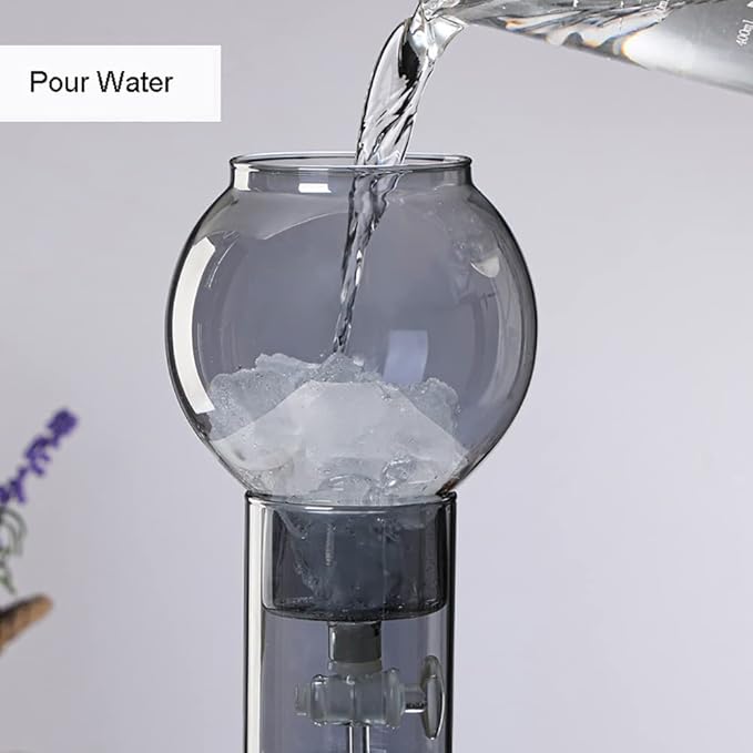 NA Ice Drip Coffee Maker 600ml Iced Coffee Maker Glass Cold Brew Maker with Filter for Home Office Bar Cafe (grey)