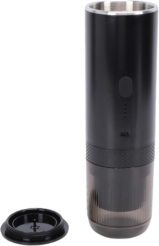 Portable Coffee Maker Grind Coffee and Capsules 2 in 1 Wireless Heating Machine with 20BAR Pressure Rechargeable for Home Outdoor Travel Office (Black)
