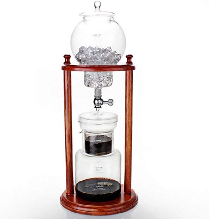 qiuqiu Iced Coffee Drip Coffee Maker Manual Coffee Maker 600Ml Clear Glass Copper Traditional Style Ideal for Iced Coffee