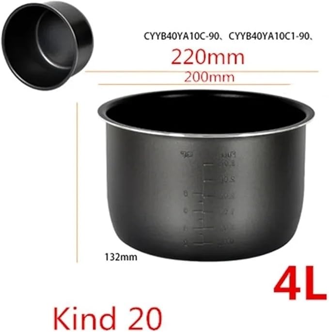 Electric Rice Cooker Inner Pot Compatible for SUPOR Electric Pressure Cooker Inner Pot 2.5L/3L/4L/5L/6L Non Stick Pot Inner Pot (Multiple Kind 20(4L))