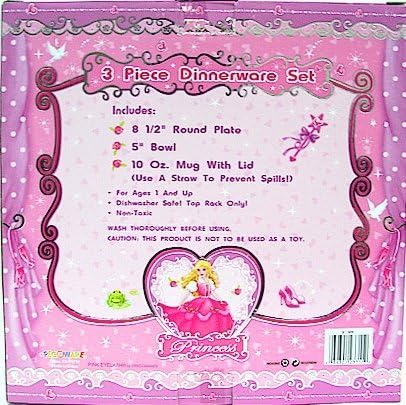 Pecoware / Pink 3 Piece Dinnerware Set With Plate Cup and Bowl New Princess