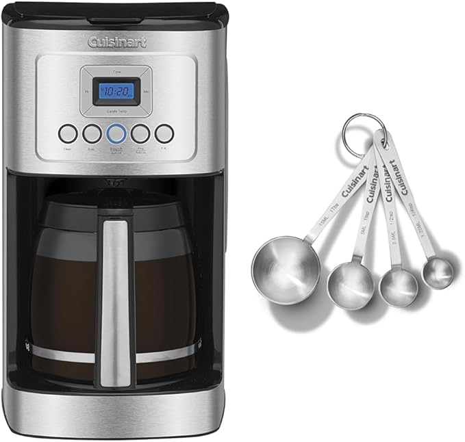 Cuisinart Coffee Maker 14-Cup Glass Carafe Fully Automatic for Brew Strength Control &amp 1-4 Cup Setting Stainless Steel DCC-3200P1 &amp CTG-00-SMP Stainless Steel Measuring Spoons Set of 4Si