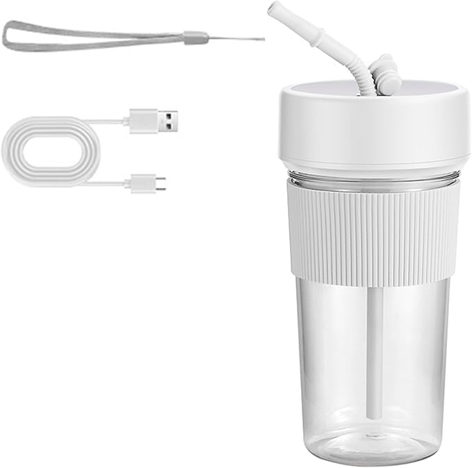 Small Portable Blender with Straw Electric Juicer Fruit Mixers Rechargeable Blender Small Juicer for Indoor Outdoor Portable Electric Juicer (Pink)