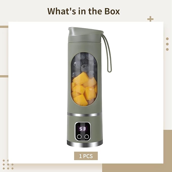 Portable Blender for Juice Student Multi-Functional Cup with Built-in Battery USB Charging 15.2 Fl Oz / 450 Ml Capacity Great for Home and Travel Convenient Silicone Grip Handle