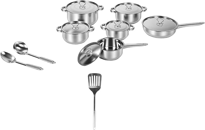 Pssopp Pots &amp Pans Safe Handling Fast Heating Multifunctional Stainless Steel Cookware Set for Home Kitchen Cooking Set Kitchen Utensils