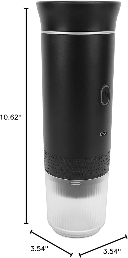 Zerodis Portable Coffee Maker Small Travel Coffee Maker Stainless Steel Cup Rechargeable Electric Handheld Car Coffee Machine for Camping Travel and Office (Black)