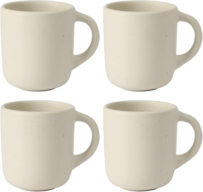 Bloomhouse - Two Time Oprah's Favorite Things Winner - Corsica Clay 4-Piece Mug Set – Sea Salt White Stoneware Coffee &amp Tea Cups Durable Ceramic Drinkware