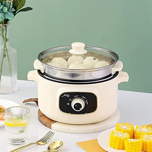 Rice Cooker - Rice Cooker with Steamer Basket 110V Electric Skillet Multi-Functional Rice Cooker Food Steamer Nonstick Personal Hot Pot with Lid Home Steam Simmer Stir Fry Griddle