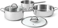INOXPLUS Stainless Steel 18/10 Triple Base Saucepan Set of 5 for All Hob Types Including Induction with Glass Lid - Elegant and Durable