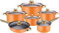 Stainless Heavy Steel Pots and Pans Set 12PCS Ktichen Stainless Steel Nonstick Cookware Set with Glass Lids Full Clad Cooking Set with Stay-Cool Handles Dishwasher Safe Compatible with All Stovetops G
