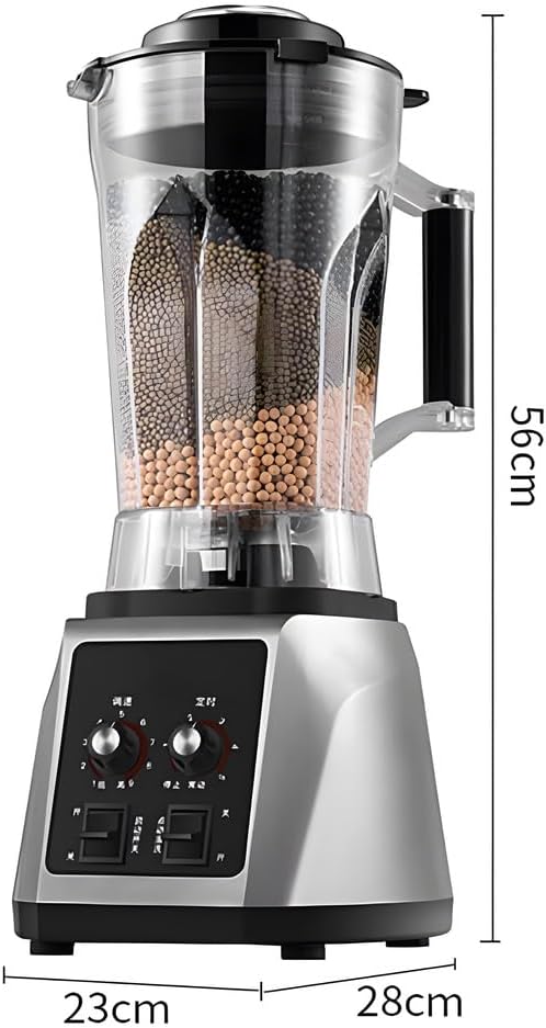 Blender Commercial Blender 6L Smoothie Blender 2200w High Capacity Professioanl Blenders with Timer 8-Blade Steel Knife 9 Speed Adjustable Thickened Cup Lid with Clasp