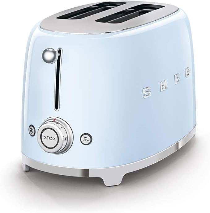 SMEG 2 Slice Toaster and Sandwich Rack Combo Pastel Blue