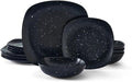 12-piece Stoneware Square Dinnerware Set Speckle Glaze Dish Ceramic Dishes To Eat Plates Dinner Sets Bar