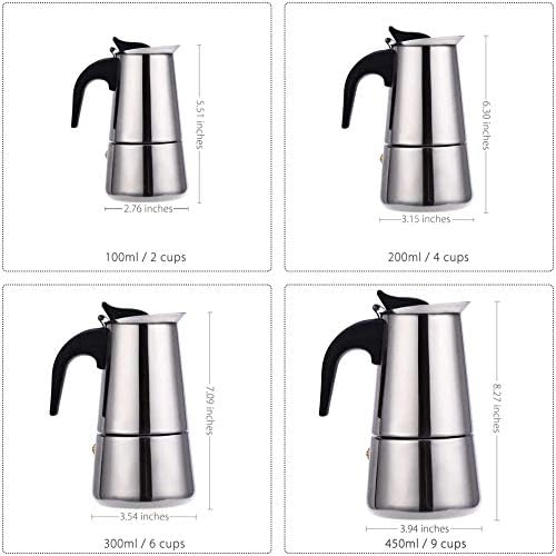 kkhouse Stainless Steel Coffee Pot Mocha Espresso Latte Percolator Stove Coffee Maker Pot Percolator Drink Tool Cafetiere Latte Stovetop (600ml)