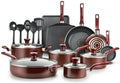 20-Piece Non-Stick Cookware Set with Thermo-Spot Heat Indicator - Red | Durable Easy-Clean Kitchen Essentials