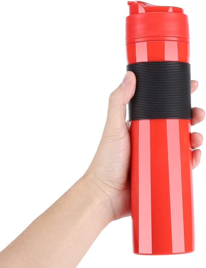 Gavigain 350ml Portable Coffee Press Bottle Tea Coffee Maker Drinking Water Cup for Travel(Red)