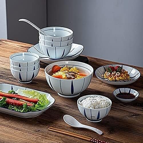 Dinner Set for Luxury Restaurant and Home Retro Ceramic Dinnerware Set Include Soup Bowls Salad Plates Set Japanese Style-Modern Elegant Dinner Table Service22 Pcs