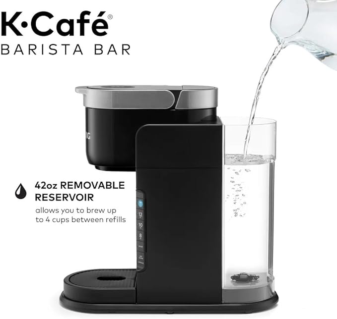 Keurig K-Café Barista Bar Single Serve Coffee Maker with 3 Brew Sizes Hot and Cold Brew Capabilities 2oz Coffee Shot Button Black (Renewed)
