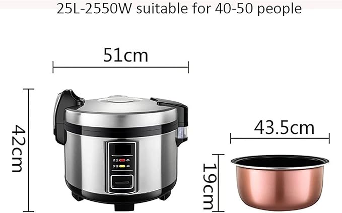 Electric Rice Cooker Double Liner Automatic Insulation for Hotels Restaurants Canteens Schools Serves 10-50 People(25L)