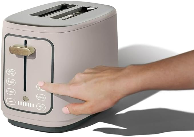 Smart 2-Slice Toaster with Touch-Activated Display Stainless Steel Digital Toaster with 1.5 Extra Wide Slots 7 Shade Settings Countdown Timer Bagel &amp Frozen Presets (Porcini Taupe)