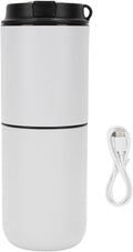 Pssopp Electric Coffee Maker with Mill 350ML Coffee Cup Cordless Rechargeable Grinding and Boiling Integrated Protable for Outdoor (White)