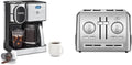 Cuisinart Coffee Maker 12-Cup Glass Carafe Automatic Hot &amp Iced Coffee Maker Single Server Brewer Stainless Steel SS-16 &amp CPT-640P1 4-Slice Custom Select Toaster Stainless Steel