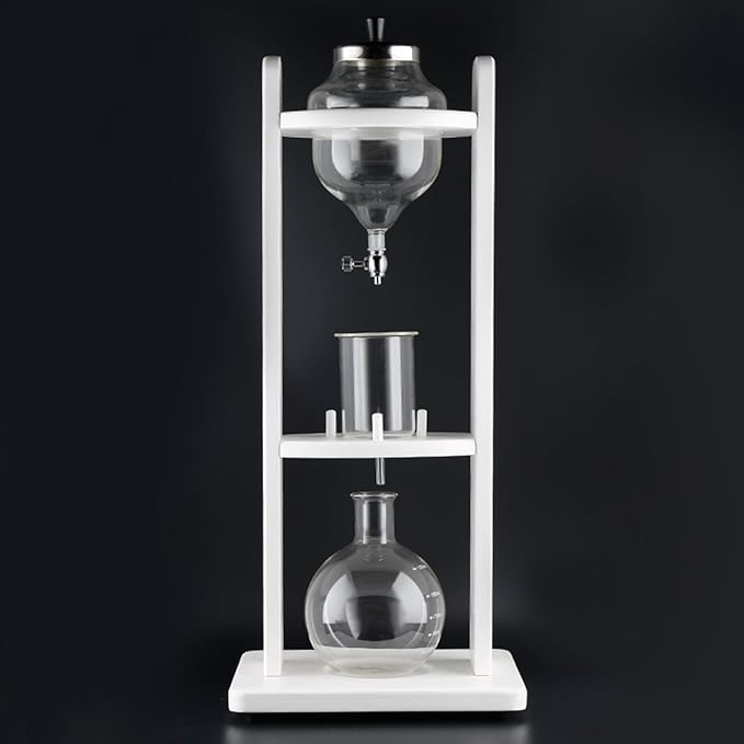 Ice Drip Coffee Maker 1.25L/42.27oz Large Capacity Cold Brew Coffee Maker with Slow Drip Technology Wood Frame and Glass Pot for Home &amp Office Makes 10-12 Cups