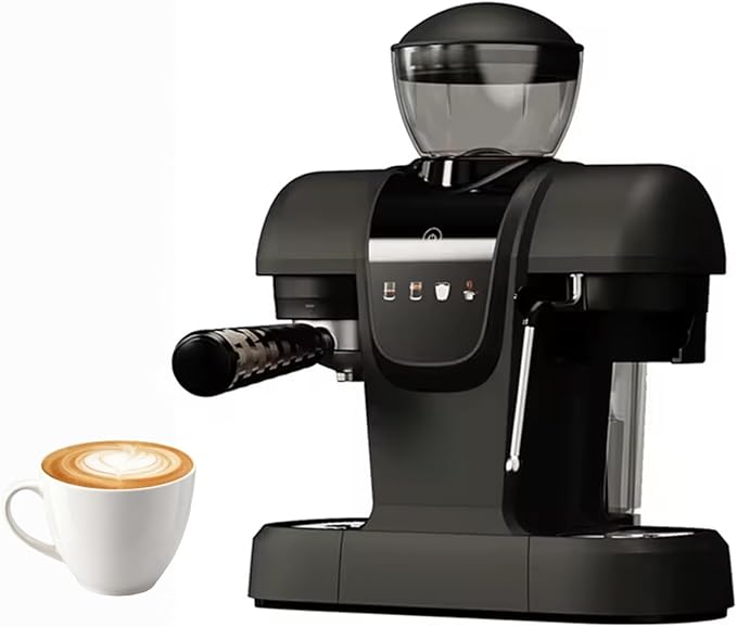 20 Bar Espresso Machine with Grinder &amp Steam Wand - Semi Automatic Coffee Maker NTC Intelligent Temp Control 58mm Stainless Steel Portafilter One-Touch Panel for Home Barista (Removable Water T