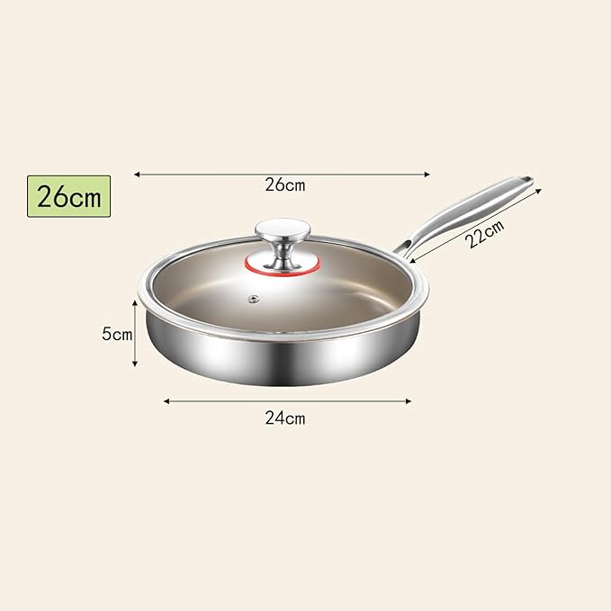 3-Piece Stainless Steel Cookware Set – Titanium Non-Stick Frying Pan with Lid Wooden Handle Milk Pot &amp SUS316 BBQ Tongs – Perfect for Home Kitchen Camping &amp Grilling