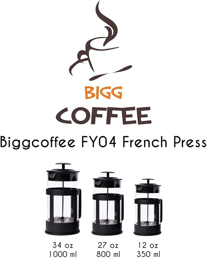 Any Morning Large French Press Coffee Maker Coffee Maker French Press 34 oz Coffee Press Glass French Press For Tea and Travel 16 Cup Coffee Maker For Camping 16 Espresso Cups 34 Oz Black