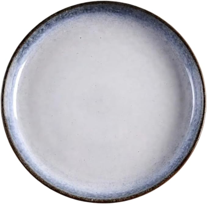 Mikasa Oaklyn Mist 16-Piece Stoneware Dinnerware Set - White &amp Blue Reactive Glaze with Stone-Like Exterior - Modern Tableware Designs Plates Bowls Mugs for Everyday Dining or Special Occasions