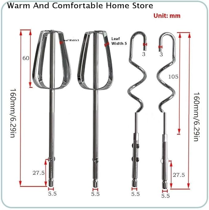 4Pcs Electric Egg Beater Stirring Hook Stainless Steel Handheld Egg Whisk Mixing Stick Kitchen Mixer Accessories