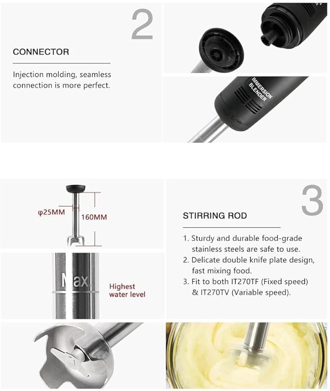 Commercial Hand BlenderElectric Immersion Blender Commercial Hand Held Stick Blender Mixer Stick Fixed Speed Vegetables Potatoes