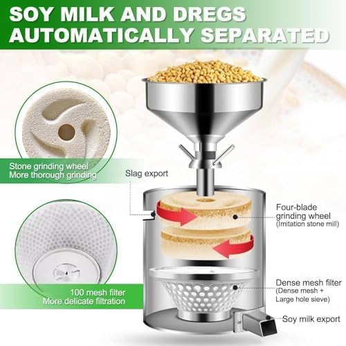 Commercial Soy Milk Maker with Slag Separation | Electric Fresh Grinding Machine | Stainless Steel for Home &amp Commercial Use
