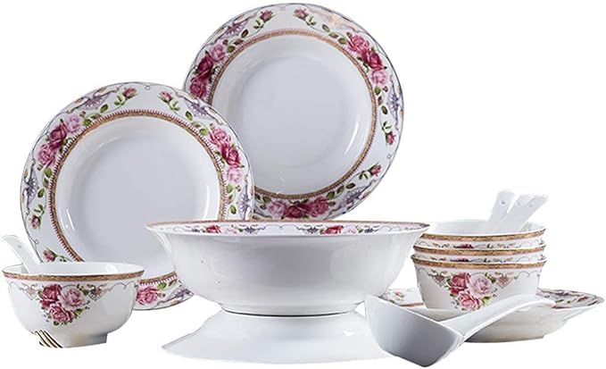 Elegant Fine Dinnerware SetFlower Bone China Tableware Set Porcelain Dishes Plate Bowl Dinnerware SetCeramic Dinner SetsFine Dinnerware SetsDishwasher &amp Microwave SafeMu