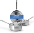 Misen 5-Ply Stainless Steel Cookware Set - Versatile Dishwasher Safe - 5-Piece Set - 10 Skillet 3 QT Saute Pan + Lid 3 QT Saucier + Lid
