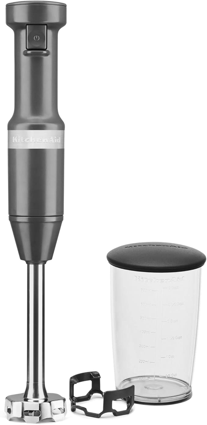 KitchenAid Variable Speed Corded Hand Blender - KHBV53 Matte Charcoal Grey 8 in &amp KFC3516CU 3.5 Cup Food Chopper Contour Silver