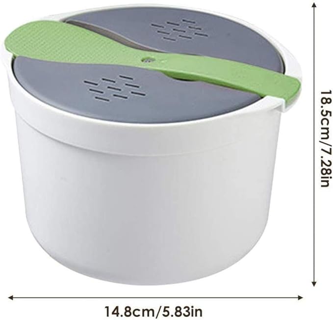 qiuqiu Rice Cooker Microwave Rice CookerMulti-Function Cooker Steamer with Filter Cover Home Kitchen Steamer Cooker Cooking Rice CookerDouble-Layer Hot Soup Cooking Lunch Box-Green