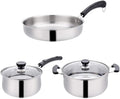 Stainless Steel &amp Saucepan Set - 3 Piece - Induction Pans with Toughened Glass Lids and Non-Slip Stay-Cool HandlesCan Be Used for A Variety of Heat Sources Including Induction Cooke