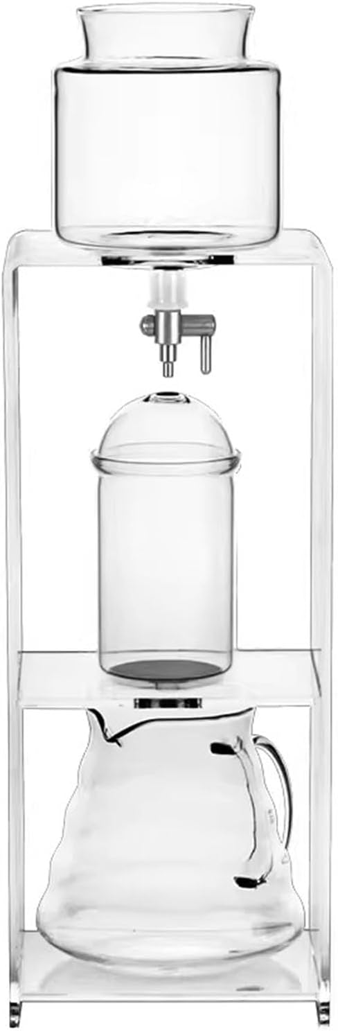 Cold Brew Drip TowerIce Coffee Machine w/Slow Drip Technology w/Stainless Steel Filter&ampAcrylic StandAdjustable Water FlowMakes 3-6 Cups (14.7 * 48cm)