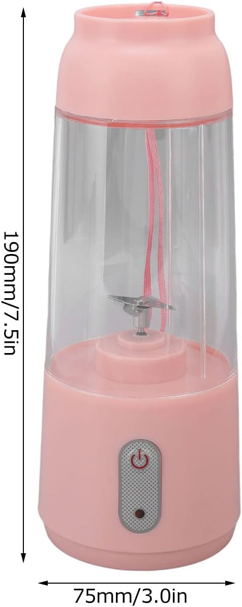 300ML Cup Blender Portable Blender Cup USB Charging Wireless Electric Blender Mini Personal Blender with Stainless Steel Blad for Mixing for Travel(Coral)