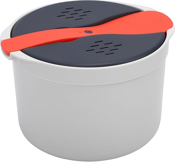 Tnfeeon Microwave Rice Cooker Compact Steamer for Dorm Cooking 2.1 Quart Capacity with Strainer Effortless Rice Pasta Quinoa Vegetables in Minutes Lightweight 23.8 Ounce Design Fits