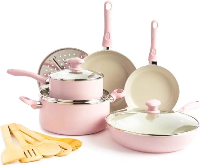 Ceramic Nonstick Cookware Pots And Pans Set 14 PieceKitchen Accessories